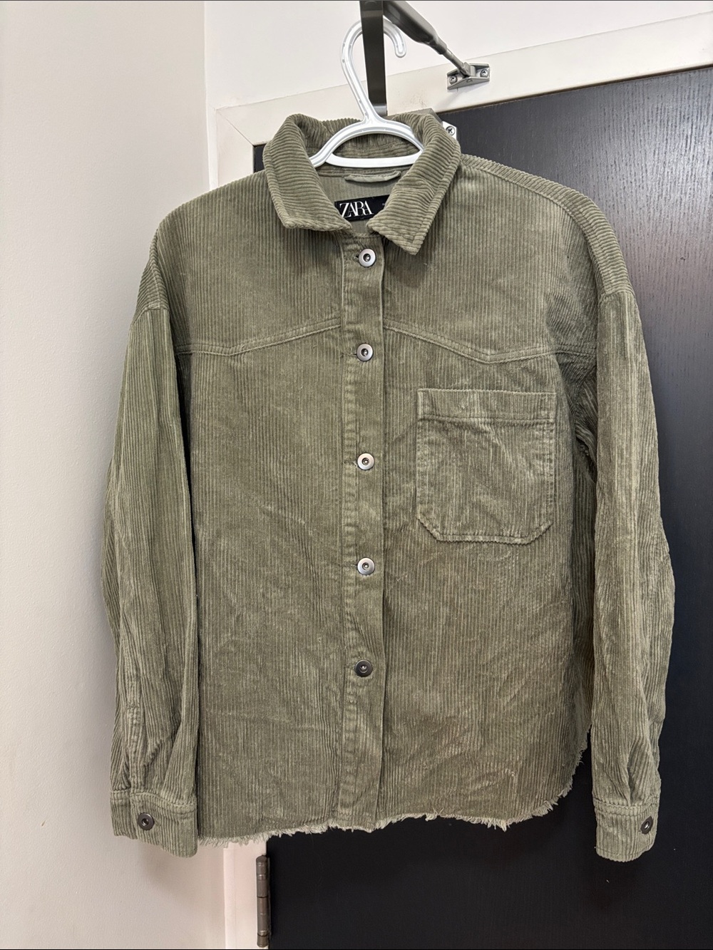 Zara Olive Green Corduroy Shirt Jacket